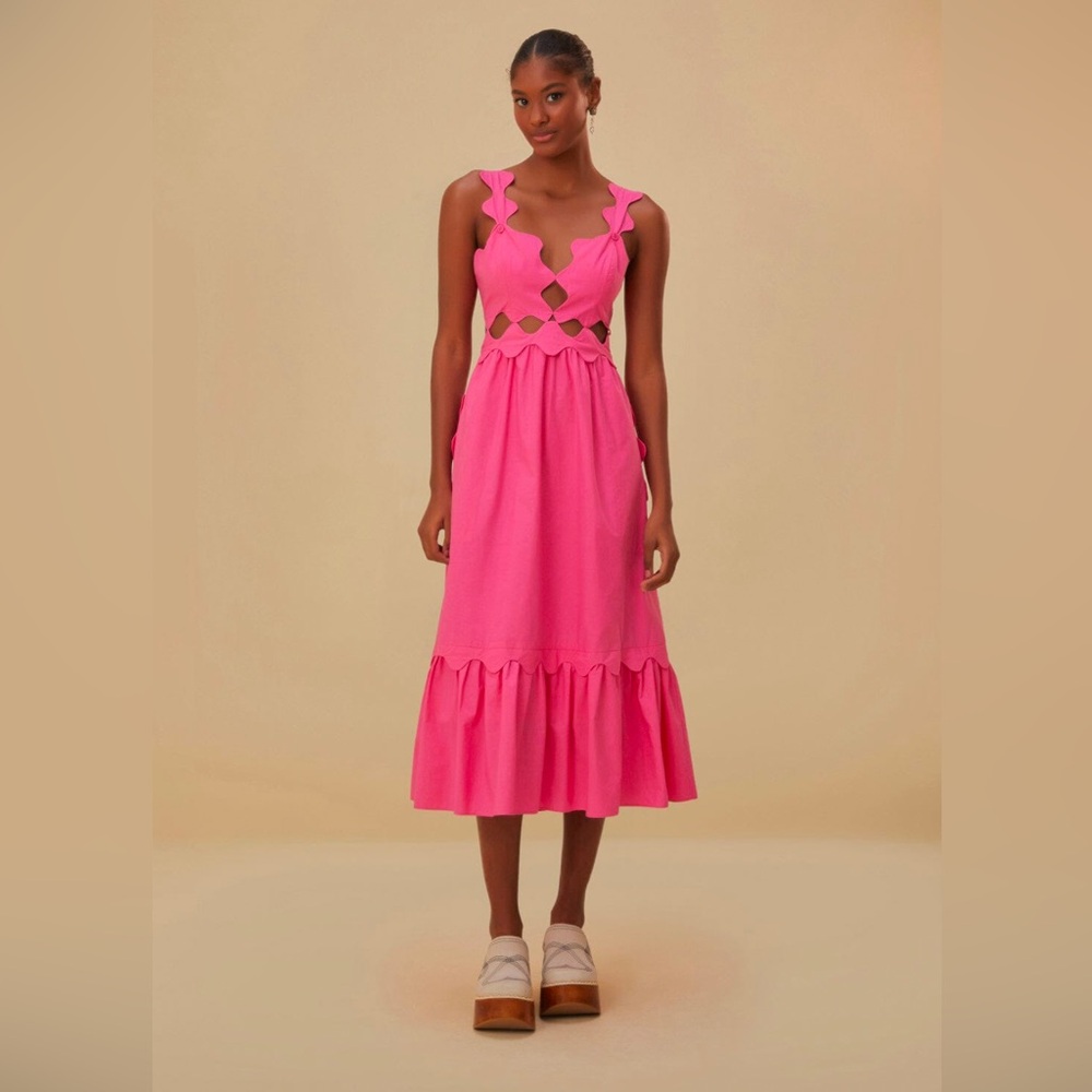 Farm Rio Pink Cut-Out Midi Dress